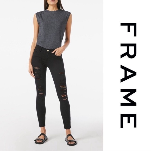 Frame Le Skinny de Jeanne Ripped Skinny Jeans - Picture 1 of 11